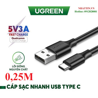 Cáp sạc, dữ liệu usb type-a 2.0 sang usb type-c dài 0,25m ugreen cao cấp