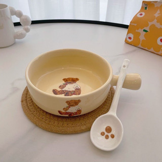 Set Bát Sứ Cream Bear (Set 2 Bát + 1 Thìa) KN