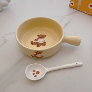 Set Bát Sứ Cream Bear (Set 2 Bát + 1 Thìa) KN