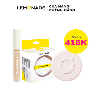 Combo Lemonade Kem Che Khuyết Điểm Matte Addict Concealer 3g, Phấn Nước Siêu Kiềm Dầu Supermatte 15g & Set 3 bông phấn