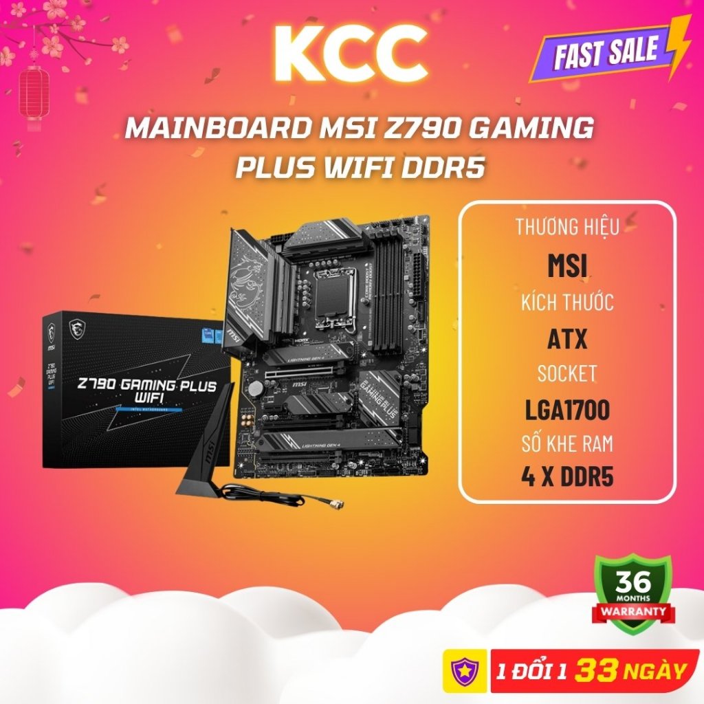 Mainboard MSI Z790 GAMING PLUS WIFI (Intel Z790, Socket 1700, ATX, 4 khe RAM DDR5)