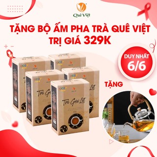 Combo 5 hộp Trà gạo lứt Quê Việt + Tặng bộ ấm thủy tinh pha trà Quê Việt (5 Hộp x 600gr)