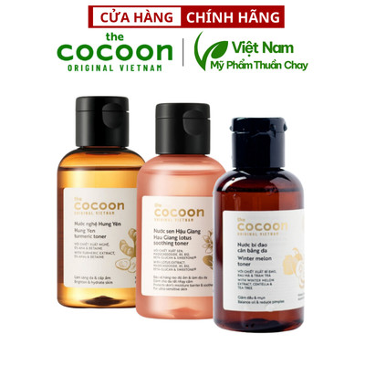 Nước cân bằng Cocoon làm sạch sâu , cấp ẩm và giảm mụn ( bí đao / nghệ / hoa hồng / sen ) 140ml