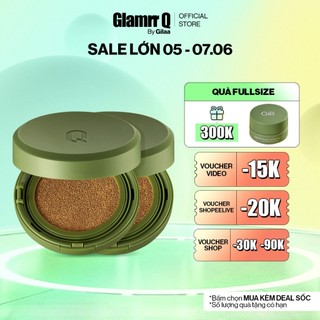 Combo 2 Phấn Nước GLAMRR Q Vegan Super Glow/Cover Cushion SPF50+/PA+++ (1 Lõi X 15g x 2 hộp)