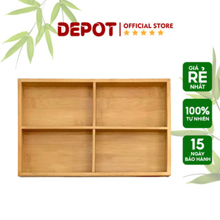 Khay đựng đồ ăn chia ngăn tiện lợi bằng gỗ tre ép, khay đựng đồ đa năng dày dặn chống thấm