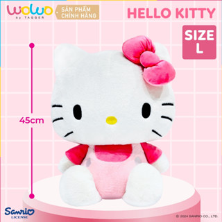Gấu bông Hello Kitty Hồng Size to 45cm, Thú bông Ôm ngủ Mềm mịn, An toàn cho da bé  - Chính hãng từ WOWO by TAGGER
