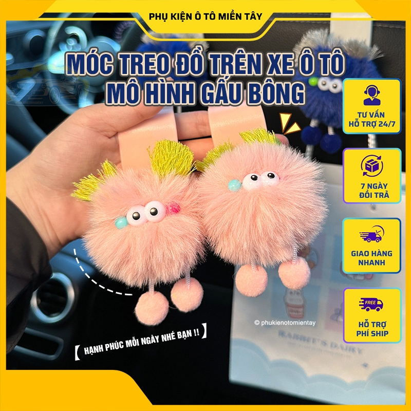 Móc Treo Đồ Trên Ô Tô, Xe Hơi Hoạt Hình Gấu Bông Dễ Thương
