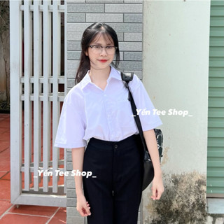 ( Từ 30kg-100kg ) Áo sơ mi trắng đồng phục cộc tay 1 túi nam nữ Yến Tee , hàng cao cấp có size #0135