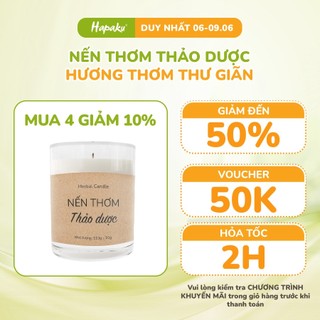 Nến Thơm Thảo Dược Thiên Nhiên Hapaku 150g, Giảm Căng Thẳng Mất Ngủ Đau Đầu