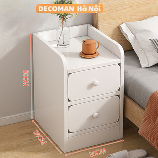 Tủ tab kê đầu giường 2 ngăn kéo DECOMAN, kệ để đồ trang điểm lắp ghép tiện lợi chất liệu gỗ MDF phủ melamin - D51