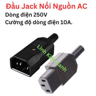 Đầu jack nối nguồn ac 3 chân loại đực cái chịu được dòng điện 250v, cường độ dòng điện 10a.