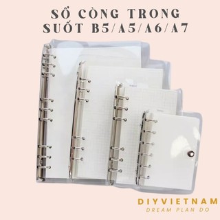 [KÈM GIẤY CHO SỔ A5 20 LỖ VÀ B5 9 LỖ] SỔ CÒNG BINDER PLANNER TRONG SUỐT A4B5/A5/A6/A7