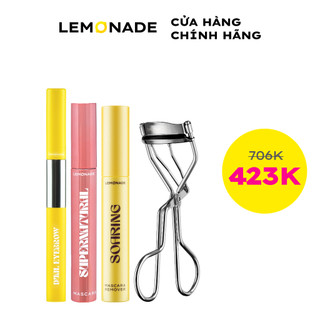 Combo Lemonade gồm Chì kẻ mày Dual Eyebrow 2.75g, Chuốt mi Supernatural Mascara 7.5g, Mascara Remover 6ml và Kẹp mi 22g