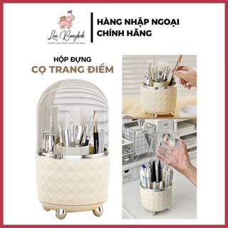 [Cao Cấp] Hộp Nhựa Trong Đựng Cọ Trang Điểm - Makeup Có Nắp Đậy Chống Bụi Xoay 360 Độ 5 Ngăn Tiện Dụng