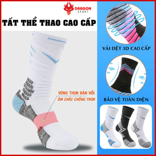 Vớ Bóng Rổ Chạy Bộ Chống Trơn Tất Thể Thao Nam Nữ Cổ Ngắn Lửng Cao Đá Banh Cầu Lông Tennis Bóng Chuyền Giá Rẻ
