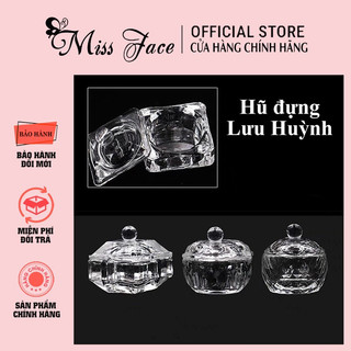 Hũ đựng lưu huỳnh thủy tinh - cốc chiết lưu huỳnh đắp hoa - đắp bột nail có nắp đậy