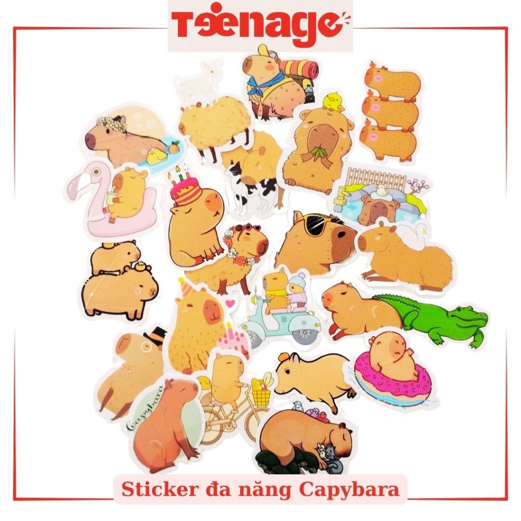 Sticker Trang Trí Hình Capybara dễ thương - Phù hợp dán nhiều bề mặt