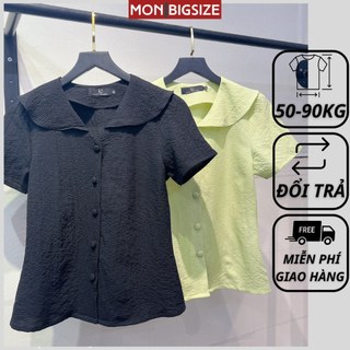 Áo bigsize nữ kiểu cổ bèo nút bọc vải xốp mềm mịn 3 màu  dự tiệc đi chơi MON big size 50 - 90kg