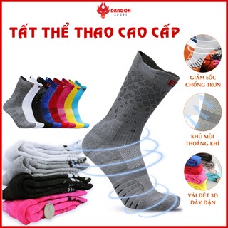 Vớ Tất Bóng Rổ Nam Nữ Chống Trơn Thể Thao Chạy Bộ Cổ Cao Ngắn Lửng Đá Banh Cầu Lông Tennis Gym Cao Cấp