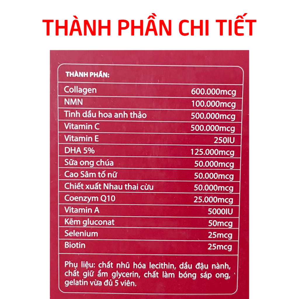 Viên uống đẹp da Collagen Plus NMN +C 600.000 giúp da căng bóng, sáng mịn - 30 viên