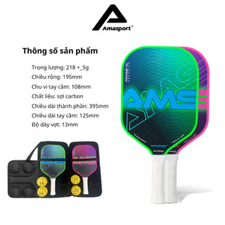Vợt Pickleball Carbon AMA SPORT 8001 (1 đôi) tặng kèm túi đựng vợt và 4 quả bóng - Mẫu Mới 2024