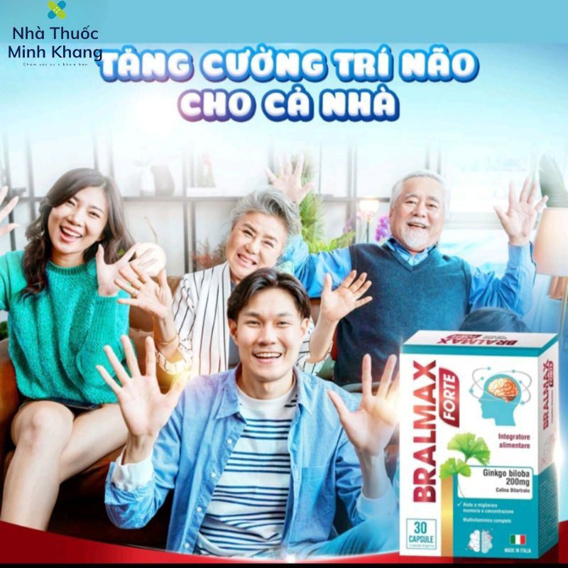 Viên Bổ Não Bralmax- Nhập Khẩu ITALIA Hỗ trợ thông mạch, hoạt huyết, giảm đau đầu, biến chứng mạch máu não.Hộp 30 viên