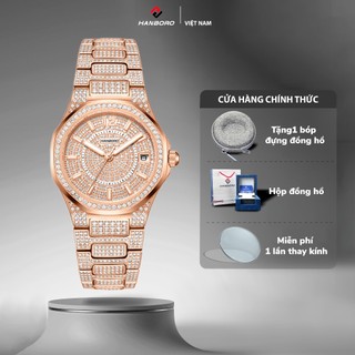 Đồng hồ hanboro nữ full đá 812 size 36mm |tặng kèm bóp đựng đồng hồ