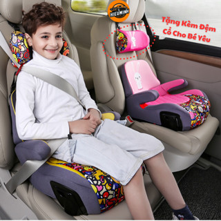 Ghế ngồi ô tô cho Bé từ 3 tuổi, đệm ngồi nâng cao xe hơi trẻ em chuẩn ISOFIX tựa lưng điều chỉnh, kèm khay để cốc 2 bên.