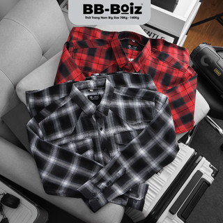 [BigSize] ÁO SƠ MI TAY DÀI Nam BB-Boiz Form BigSize 80kg - 130kg | Caro Nỉ 2 Túi