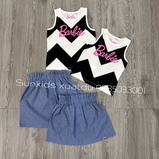 Set áo sát nách Barbie chân váy jean