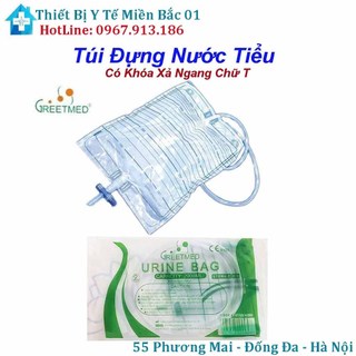Túi đựng nước tiểu greetmed gói 10 túi có khóa xả ngang chữ t