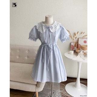 Đầm baby doll ngắn tay, cổ phối len, có dây buộc nơ Twenty.5 -  6013