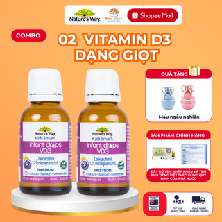 Bổ Sung Vitamin D3 Combo Kids Smart Infant Drops VD3 NATURE'S WAY Hỗ Trợ Xương Răng Chắc Khỏe 13ml