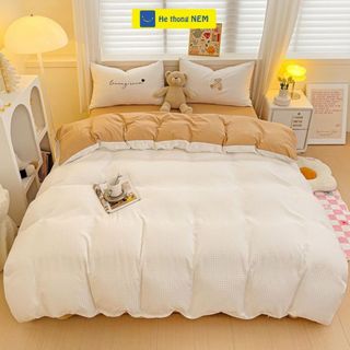 Bộ chăn ga gối đệm cao cấp SERENA Bộ vỏ chăn ga ra drap grap gối nệm đệm 5 món phủ giường vải cotton 100% cao cấp