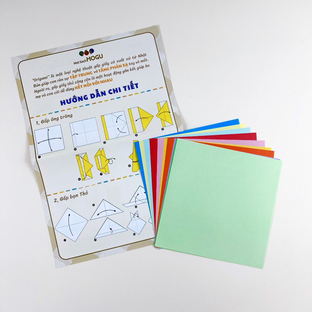 Sét Giấy Gấp Origami (10 tờ, kèm tờ hướng dẫn)