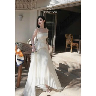  Set váy voan xếp ly mặc đi biển áo 2 dây smooking co giãn phối vạc bèo tapta đi kèm chân váy dập ly mát mẻ 