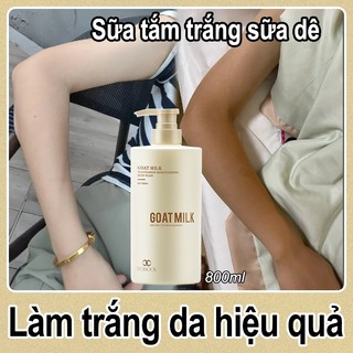 Sữa tắm trắng da Sữa tắm trắng da toàn thân Sữa tắm dê 800ML Tẩy tế bào chết body Hiệu quả Làm trắng nách và vùng kín