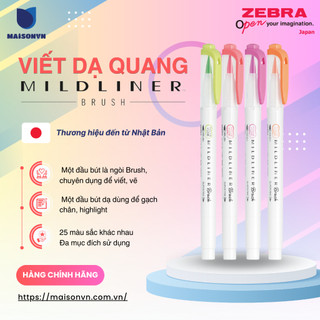 Viết Dạ Quang Zebra Mildliner Brush đầu cọ 10 MÀU MỚI [Chính hãng]