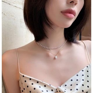 V5 Vòng cổ 2 sợi ngọc bé