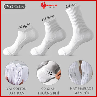 Vớ Nam Nữ Trắng Đen Tất Thể Thao Mùa Hè Cổ Ngắn Lửng Cao Chống Trơn Chính Hãng Cao Cấp Giá Rẻ Chạy Bộ Cầu Lông Bóng Rổ