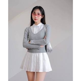 Set đầm sơ mi tay dài xếp ly the c.i.u - emily set