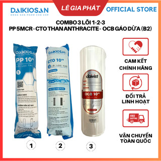 [Chính Hãng] Combo Lõi Lọc Nước RO Đại Việt Số 1-2-3 PP 10" 5 micro - CTO Than Anthracite - OCB Than Gáo Dừa)