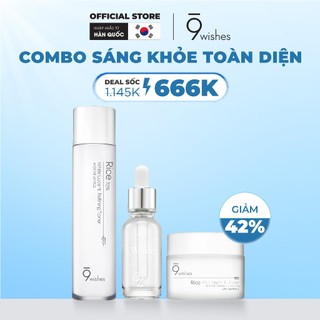  Combo 1 Nước hoa hồng Rice 72% White 150ml + 1 Tinh chất Miracle White 25ml + 1 Kem dưỡng Rice 50ml