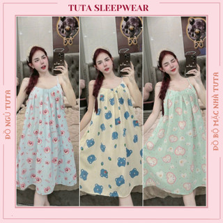 Váy ngủ lụa 2 dây bigsize sang trọng đầm măc nhà dáng dài chất liệu cao cấp thoáng mát.