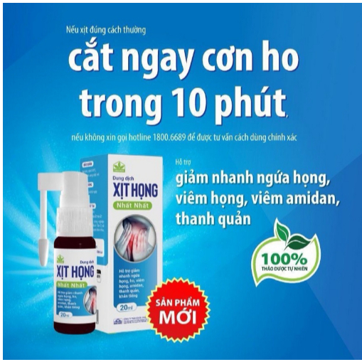 Dung Dịch Xịt Họng Nhất Nhất 20ml - Hỗ trợ làm giảm nhanh viêm họng, ho, khản tiếng chính hãng