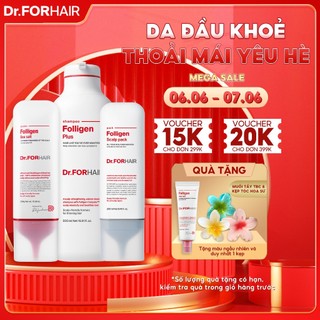 Bộ gội xả dưỡng tóc và tẩy tế bào chết da đầu giúp giảm rụng tóc, hỗ trợ mọc tóc và giảm gàu của Dr.FORHAIR