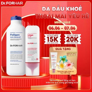 Bộ dầu gội giảm gàu ngứa làm sạch sâu và hỗ trợ mọc tóc Dr.FORHAIR Folligen Anti-Dandruff Shampoo x Sea Salt Scaler