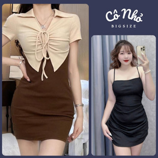  Đầm Body Bigsize Nữ Kèm Áo Khoác Rút Dây Tôn Vòng 1 Dáng Váy Ngắn Ôm Sành Điệu Vải Thun Gân G95 