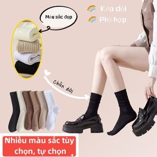  Tất trơn cổ cao, vớ nam nữ cao cổ cotton SOULLI mềm mại, ôm chân, phong cách đơn giản