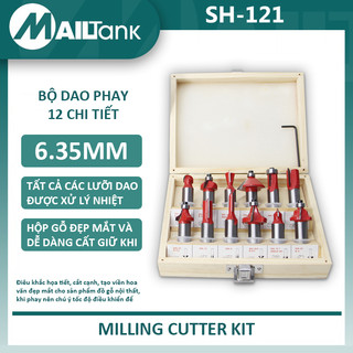 Lưỡi phay gỗ mailtank sh121 máy khắc lưỡi phay gỗ bộ 12 mũi phay 6.35mm